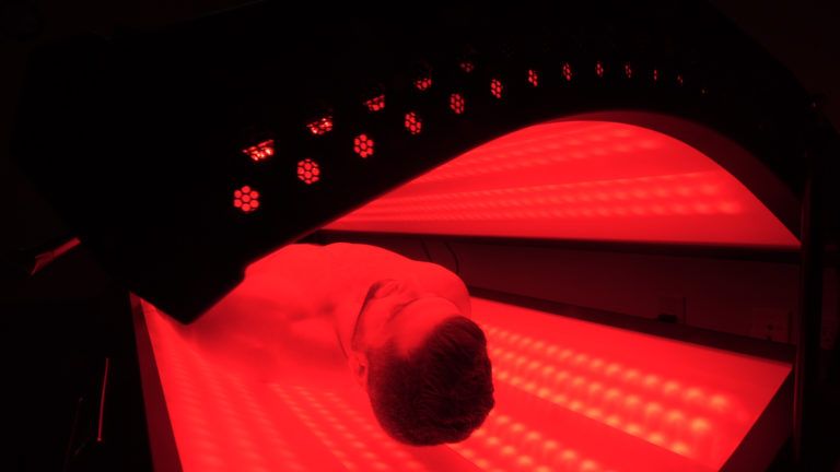 NovoTHOR whole body red light therapy session demonstrating photobiomodulation treatment